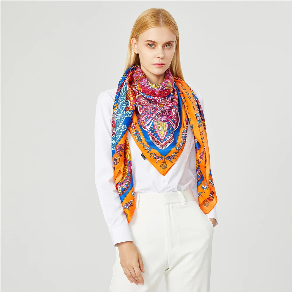 130 см Модный бандана женский шарф роскошный бренд Пейсли хиджаб саржевая