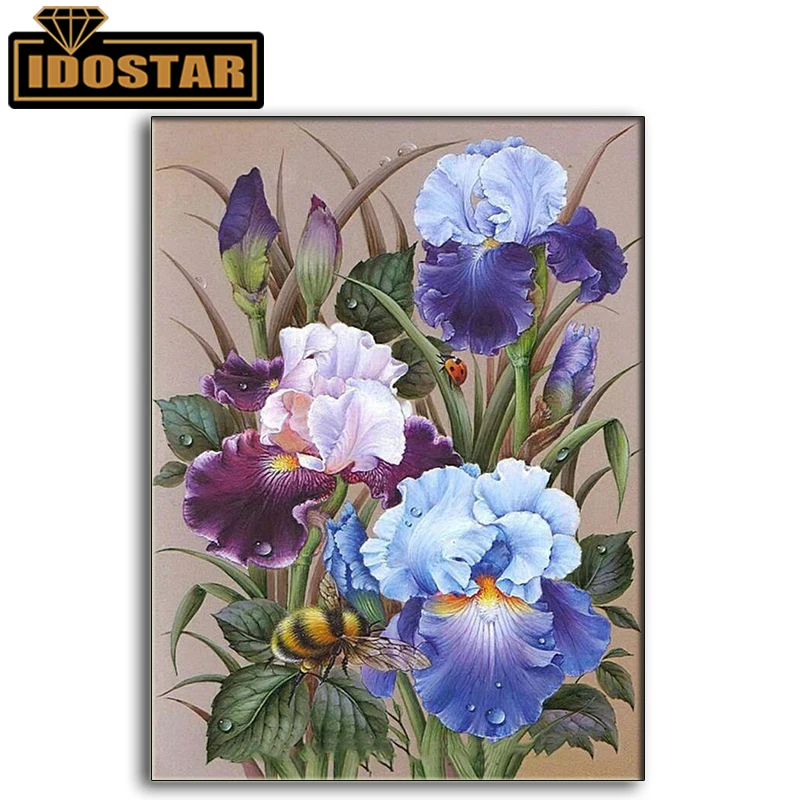 Полный квадрат/Круглый Алмаз DIY Алмазная вышивка ирис цветок крестом 5D мозаика из