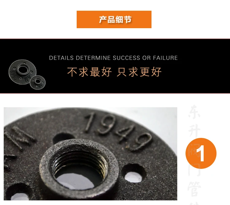 1pcs1/2&quot 3/4&quot Black Decorative Malleable Iron Floor/Wall Flange Cast Pipe Fittings BSP Threaded Hole | Обустройство дома