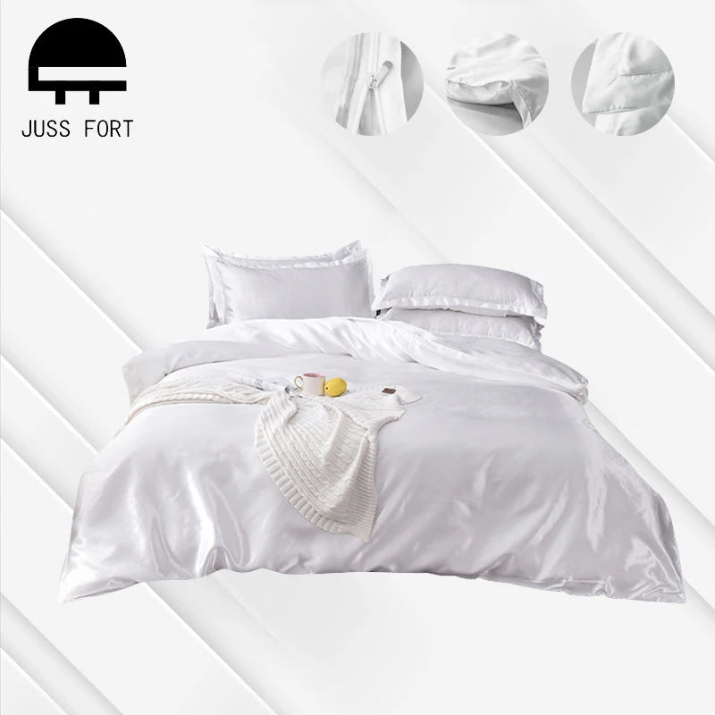 

3/4Pc Set Duvet Cover Solid Color Satin Silk Single Double Queen King Quilt Covers Bed sheet Pillowcase Upscale Home Bedding Set
