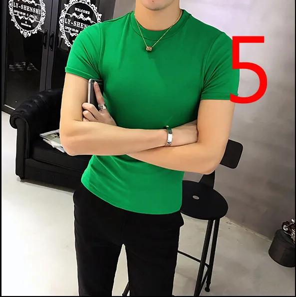 

short-sleeved t-shirt men's cotton personality youth clothes round neck Slim Korean version of the trend of new compassionate