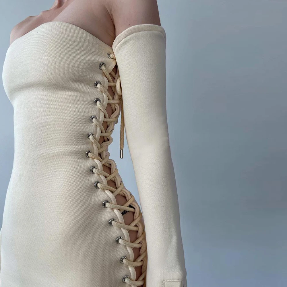 Сексуальное Женское зимнее мини-платье XLLAIS с открытыми плечами модное платье на