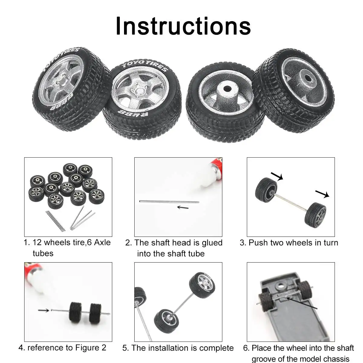

Can mash up 12PCS 1/64 Alloy Wheels Tire Set Axles Vehicle Wheels Tire Modified Alloy Car Refit Wheels For Vehicle Car Model