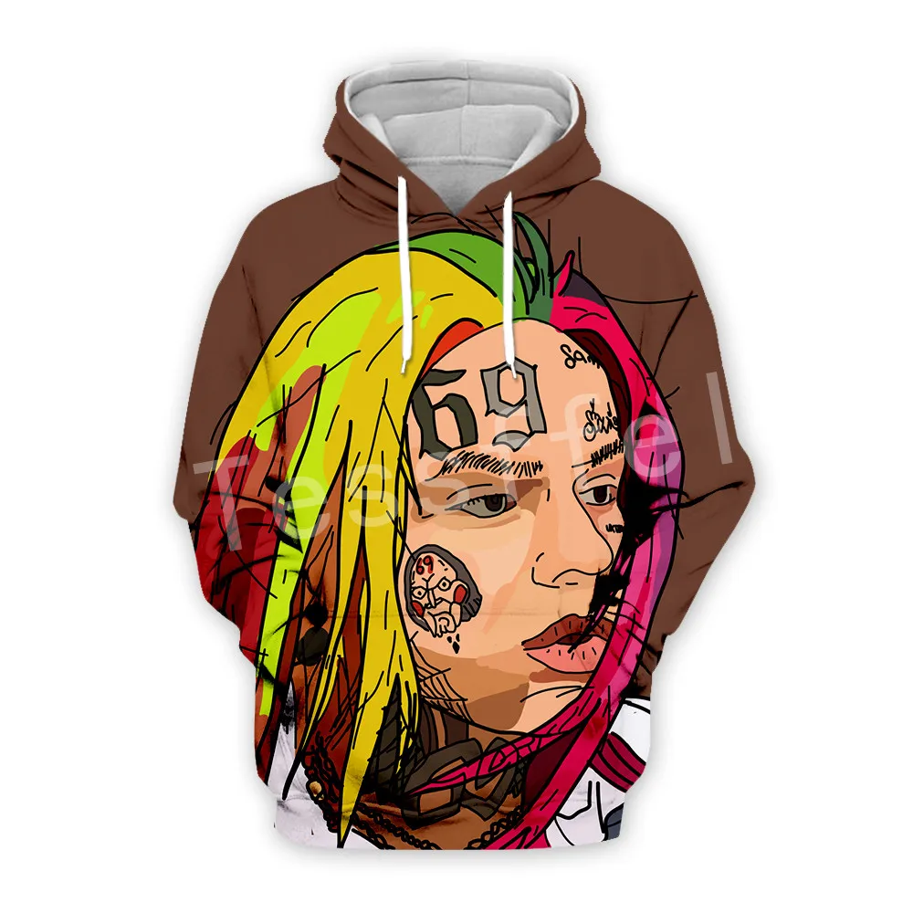 Tessffe хип хоп персонажи рэпера Tekashi69 6ix9ine Новая мода Harajuku уличная одежда унисекс
