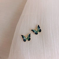 new korean elegant cute butterfly stud earrings for women girls simple lovely vintage rhinestone butterfly wings star ear studs
