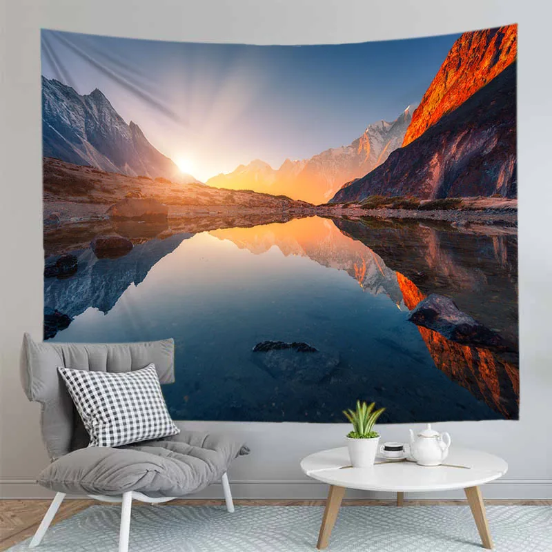 Настенный гобелен с изображением заката Морского Пейзажа океана большого