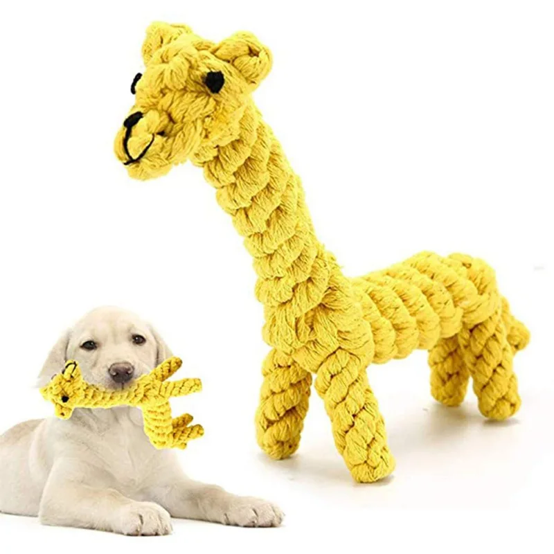 

Dog Molar Giraffe Knot Toy Pet Dog Puppy Chew Knot Toys Pet Supplies Clean Teeth Durable Braided Bone Rope Pet Molar Yellow