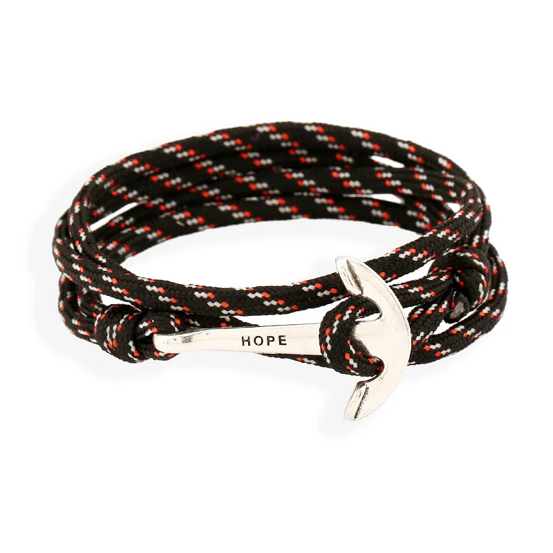 

New Navy Style Nylon Bracelet PU Leather Multi-layer Braided Woven Bracelet Anchor Bangles Hip Hop Jewlery Fashion Accessories