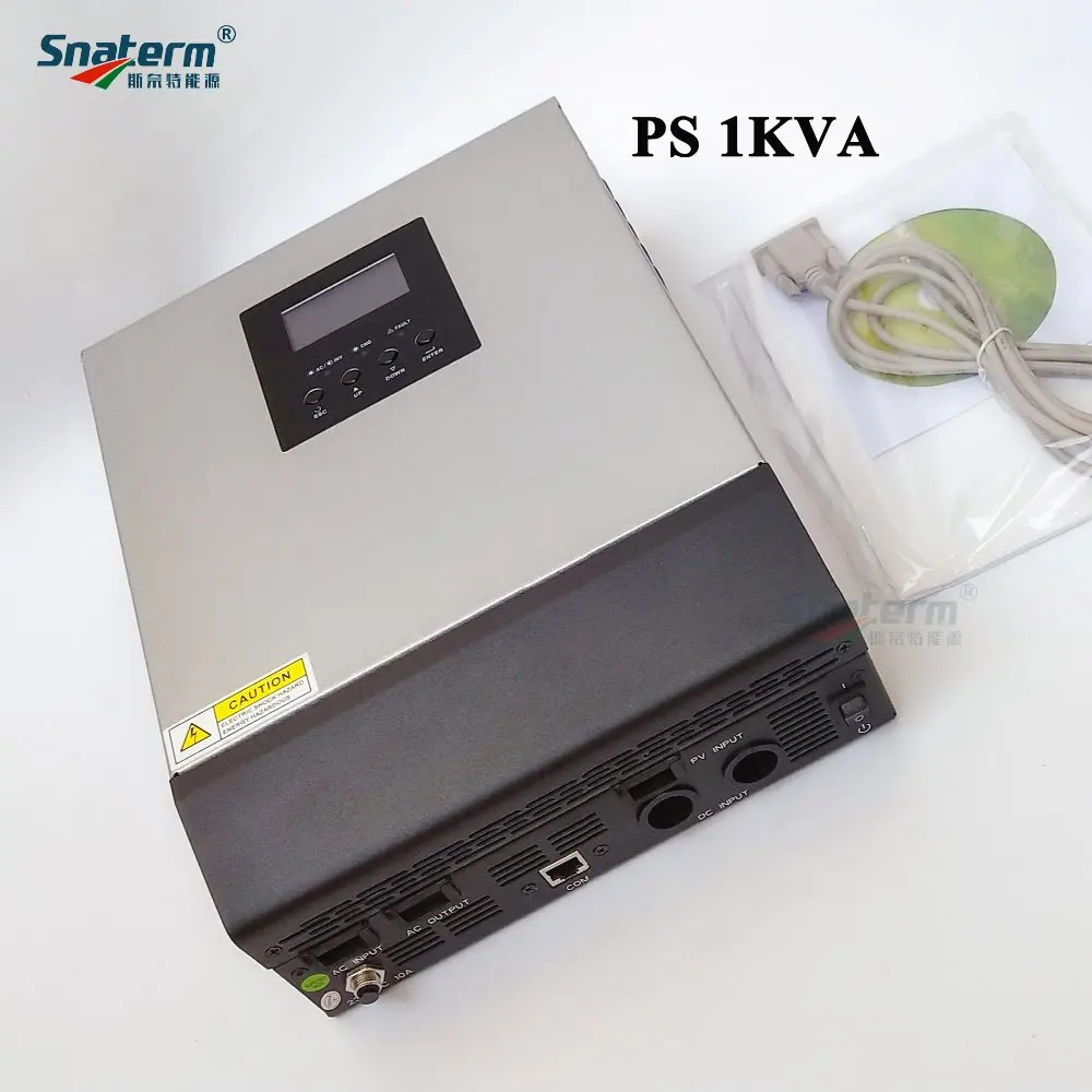 1KVA Чистая Синусоидальная волна гибридный солнечный инвертор 12V DC 220 V/230 V/240VAC 50HZ60HZ встроенный PWM 50A контроллер заряда