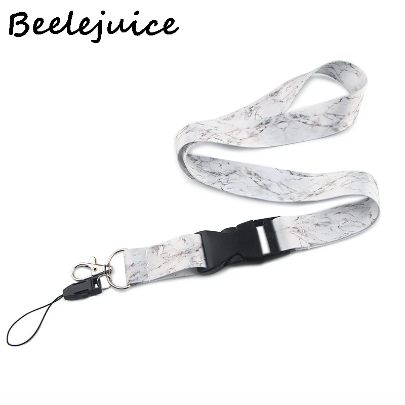 marble pattern neck strap lanyard keychain mobile phone strap id badge holder rope key chain accessories gift webbings ribbons free global shipping