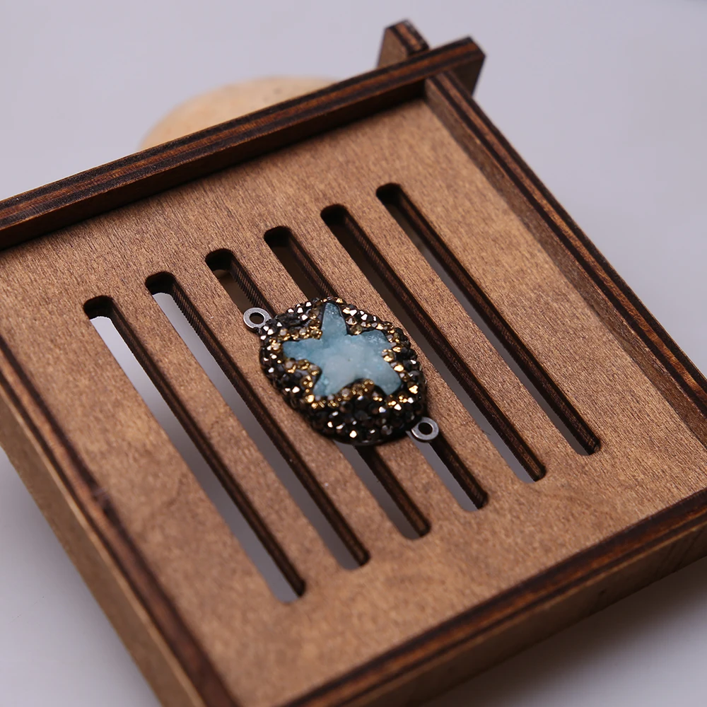 Друза с морской звездой разделительные бусины очарование из натурального камня