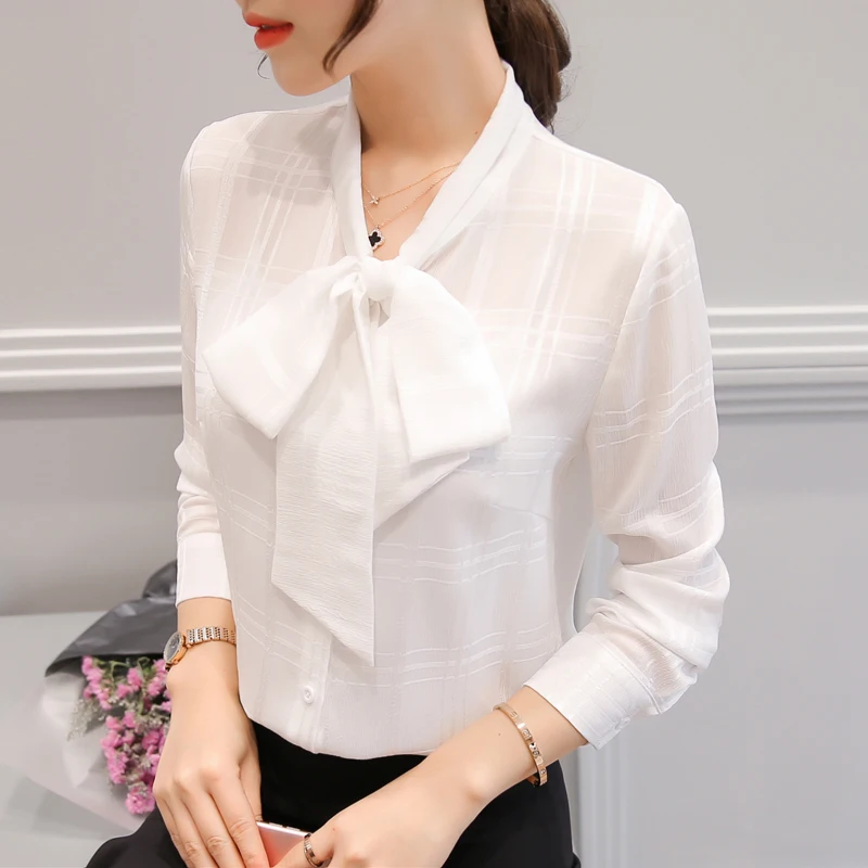 2021 Лето Весна шифон печать Blusas Цветочная рубашка для женщин Элегантный Бант