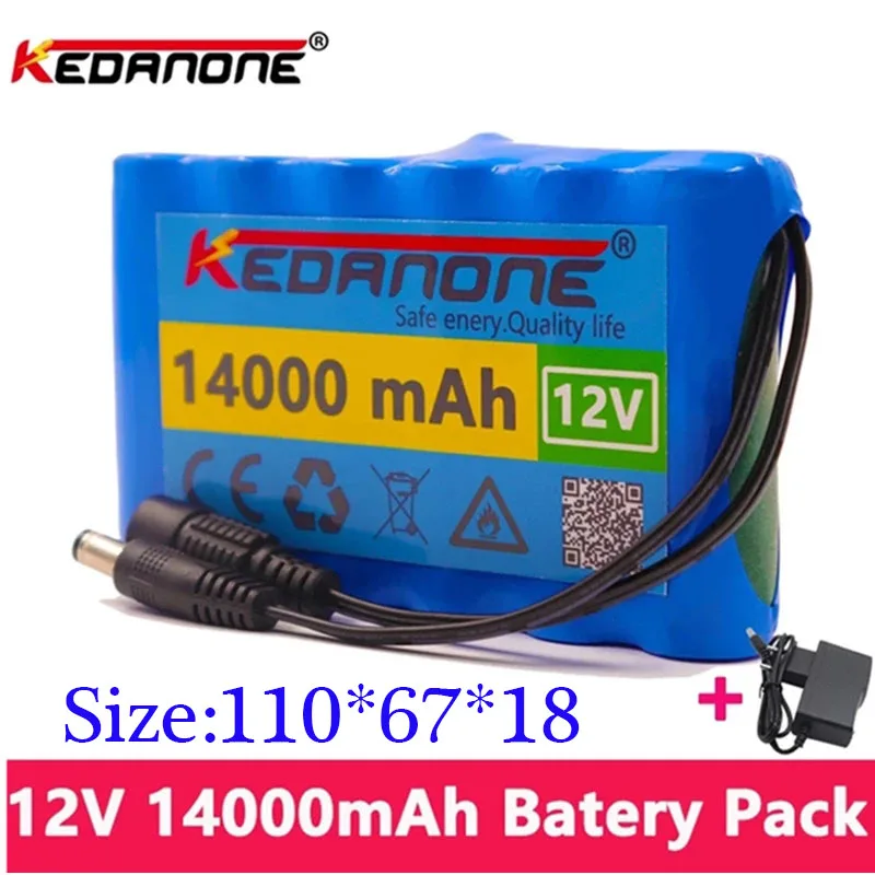 

Original 18650 3S2P 12V 14000Mah Li-Ion Battery Rechargeable DC 12.6V 14Ah CCTV Camera Monitor Spare Batteryes Pack+ Charger