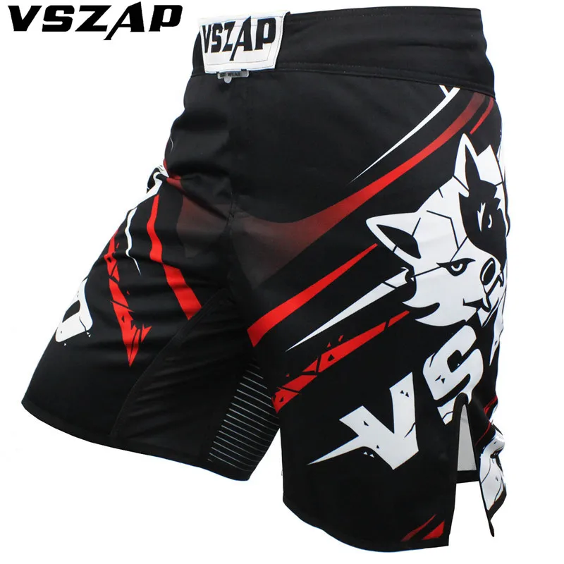

VSZAP Men Mma Shorts Muay Thai Boxing Shorts Pantalones Mma Black Red Tiger Kick Boxeo Sanda Embroidery Fighting Trunk