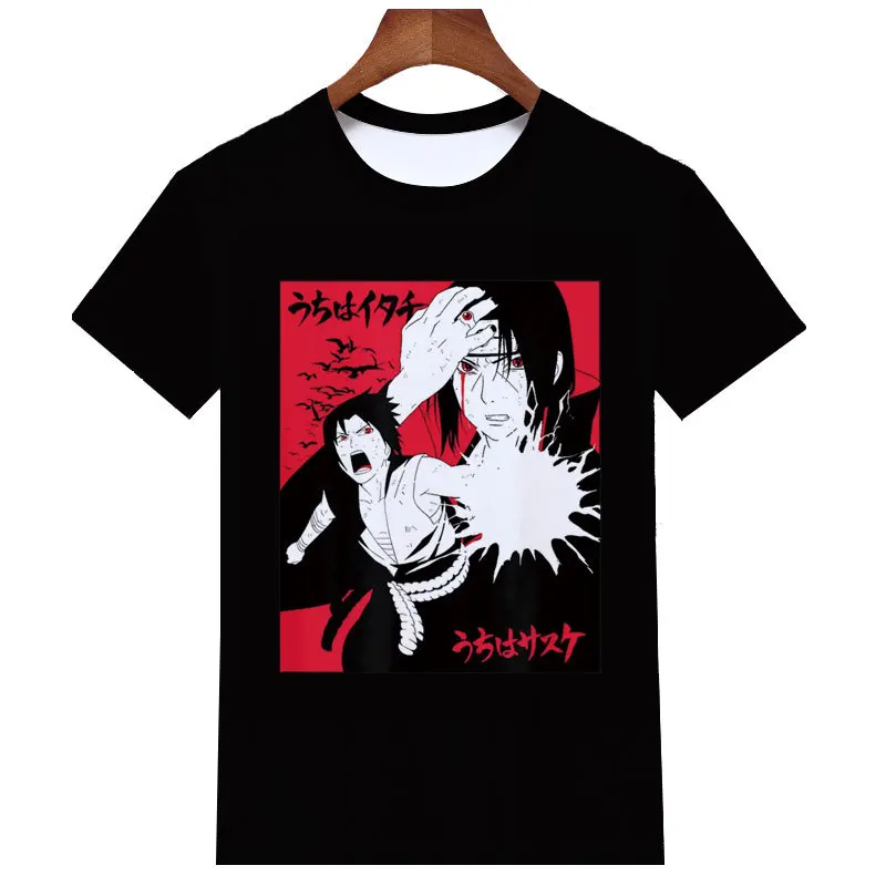 Аниме ниндзя анимация Шаринган с коротким рукавом Облако Косплей Круглый вырез