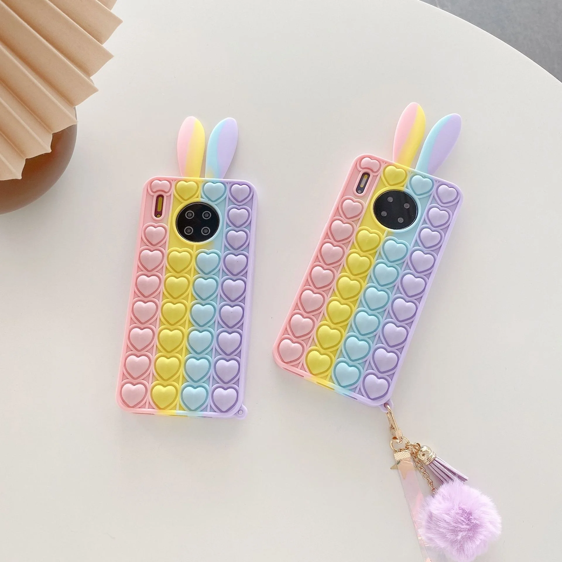 Relive Stress  Fidget Toys Push Bubble Silicone Case For r huawei mate 40 30 p30 p40 pro nova 8 7 Soft Game Cover
