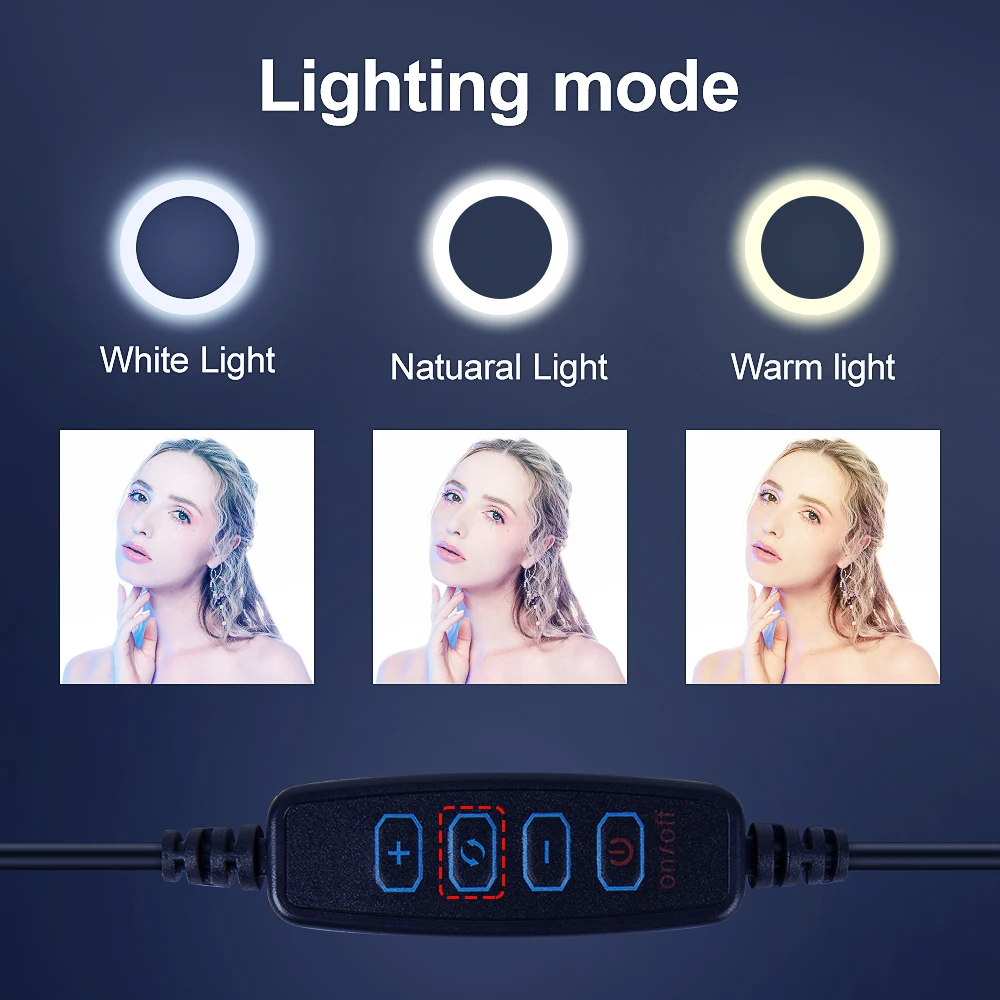 

Dimmable LED Selfie Ring Fill Light Phone Camera Led Ring Lamp with Tripod for Makeup Video Live Aro De Luz Para Hacer Tik Tok