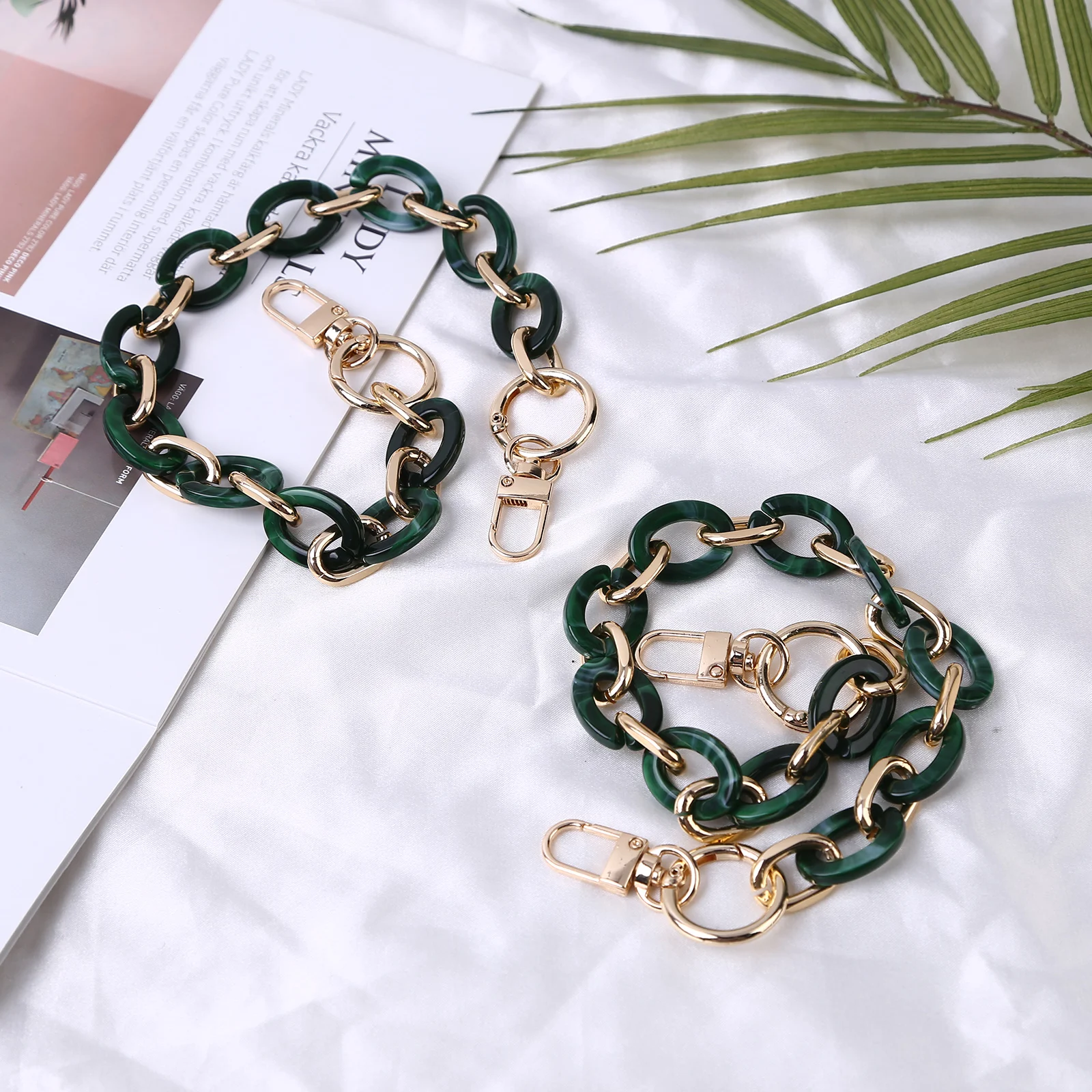 

2Pcs Creative Women Handbag Chain Strap Acrylic Thick Bag Handles Shoulder Strap Charms Replacement Accessories