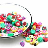 50pcs 10mm fruits animals evil eyes star heart shape polymer clay beads spacer beads for diy jewelry making supplies