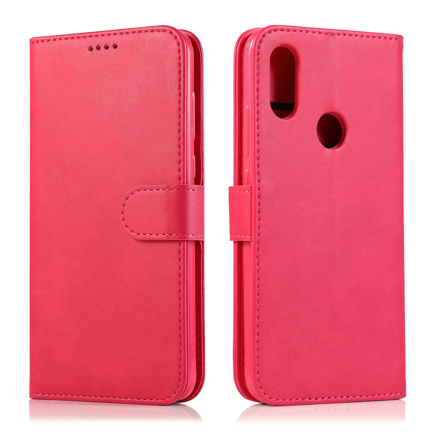 Розово-красный Кожаный чехол для Xiao mi Red mi Note 8 7 7A 5 6 K20 Pro 6A S2 чехол-книжка для Xiaomi mi A2 Lite 9T Pro 9 SE 8 PocoPhone F1 - Цвет: Розово-красный