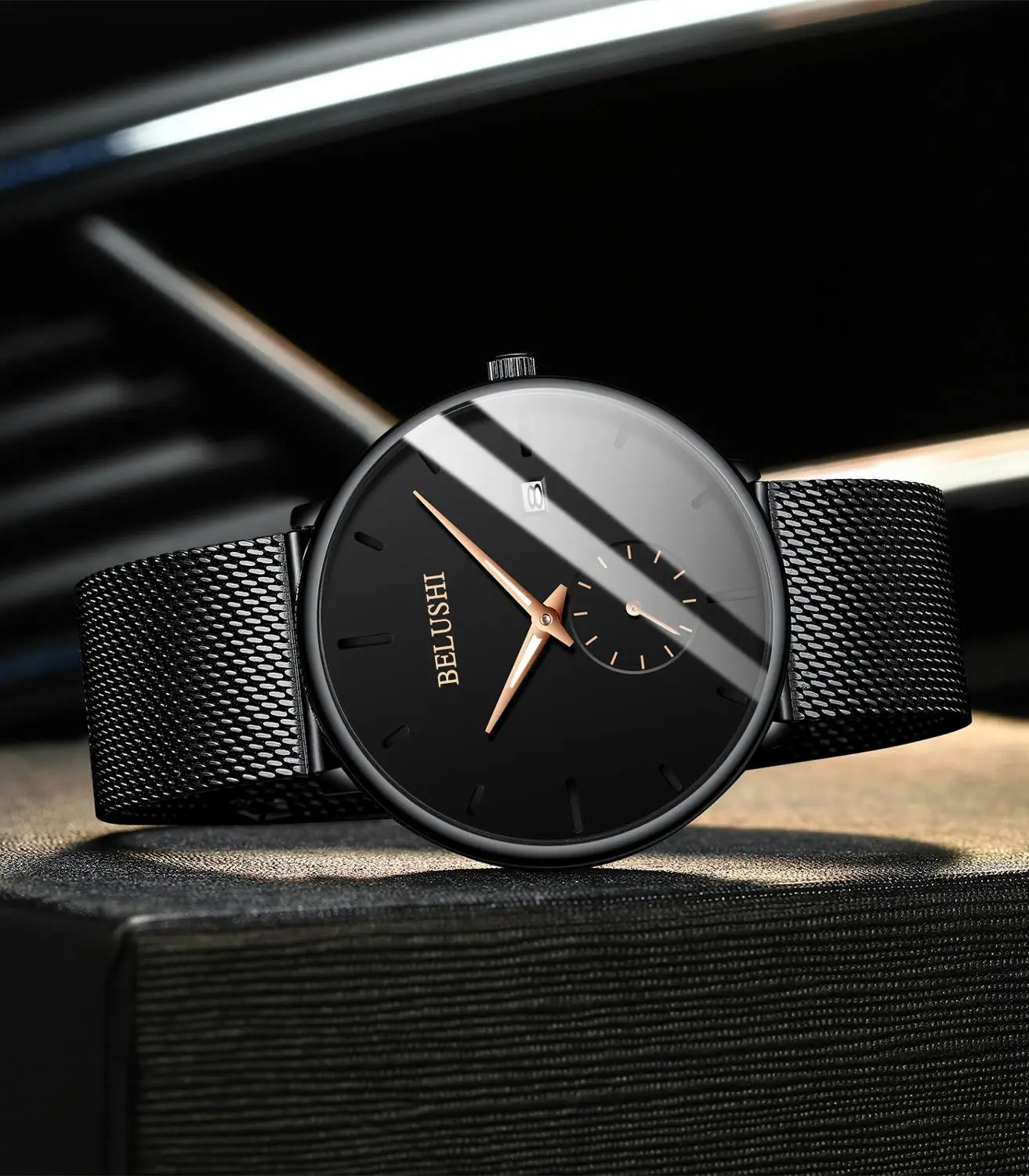 Модные часы для мужчин 2018 водонепроницаемые тонкие сетчатые ремешок