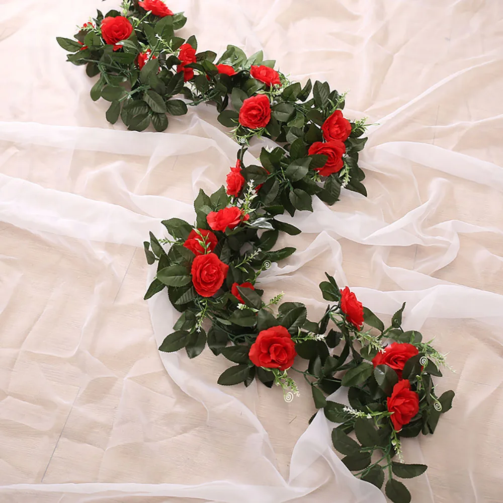 2.4m/7.8ft Artificial Silk Rose Flower Wisteria Vine Rattan Hanging Garland for Wedding Party Home Garden Decoration|Искусственные и