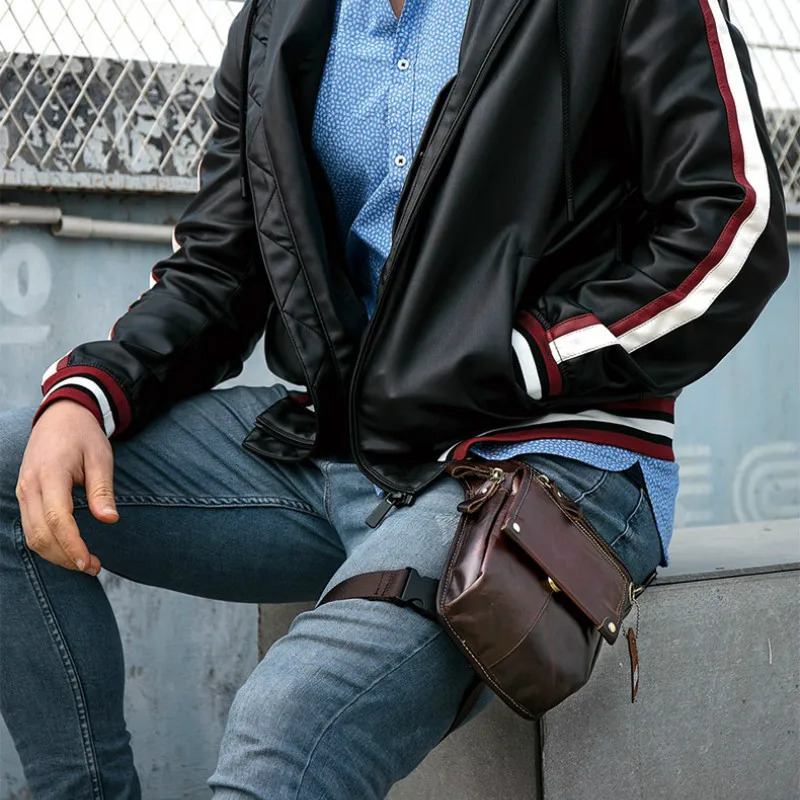 Мужская винтажная мотоциклетная сумка из натуральной кожи забавные поясные