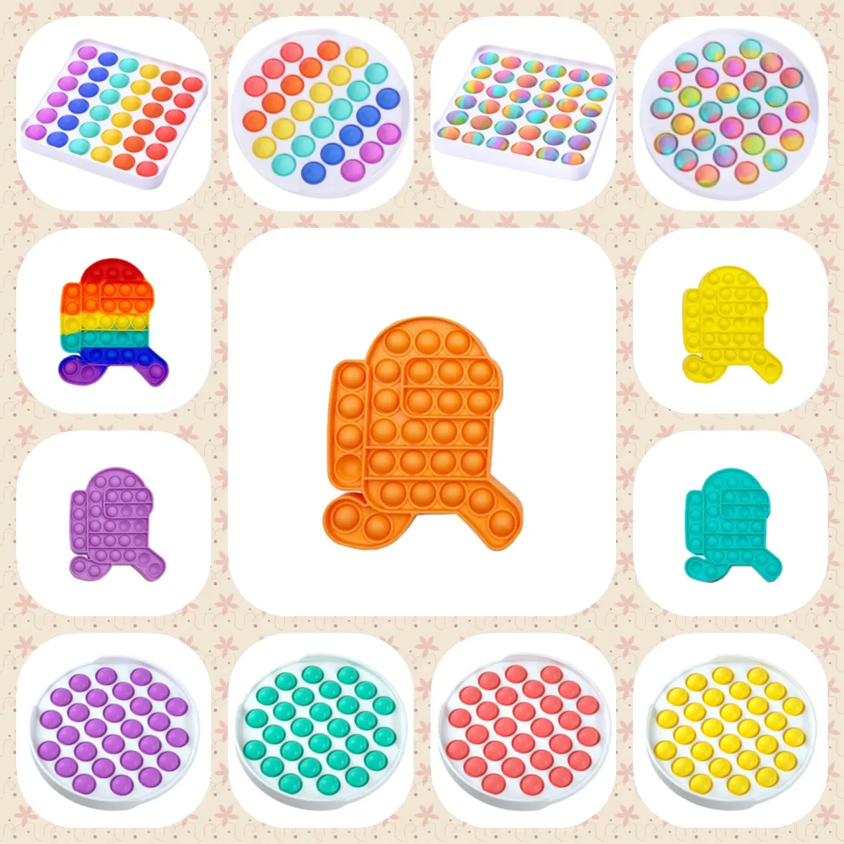 

Rainbow Bubble Pops Fidget Kids Toy Sensory Autisim Special Need Its Anti-stress Stress Relief Squishy Fidget Toy Random Color