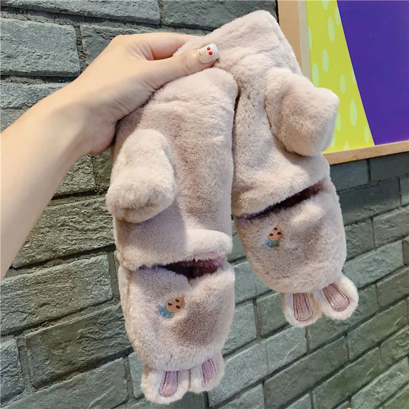 Бархатные осенние и зимние для девочек с откидной крышкой прекрасные перчатки