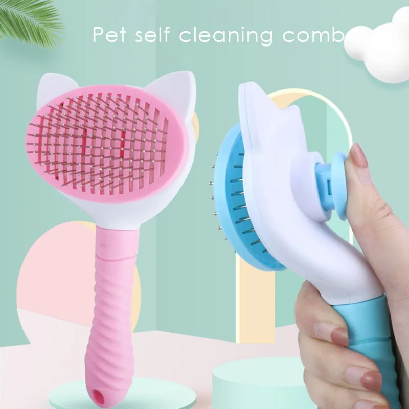 

Pet Dog Hair Comb Fur Removal Grooming Brush Stainless Steel Cats Combs Non-slip Brushs For Dogs Cats Cleaning Supplies