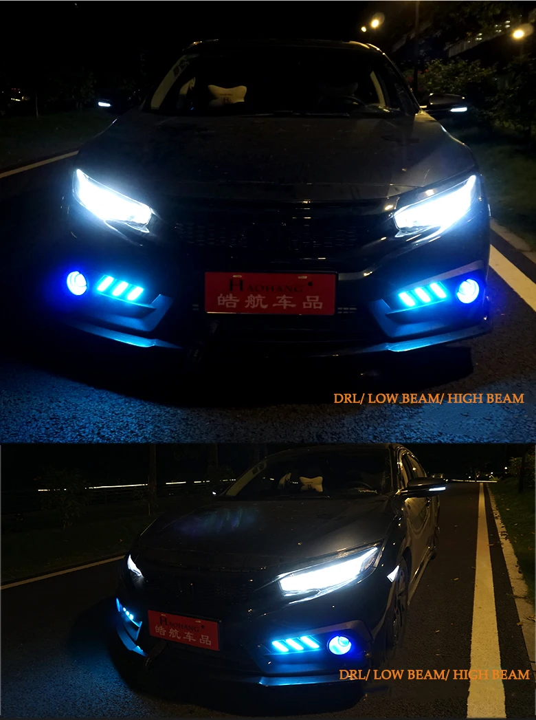 DY_L автомобили Стайлинг корпус передней фары для Honda CIVIC X G10 MK10 Bugatti стиль фары все светодиодные ходовые огни Светодиодный задний противотуманный фонарь