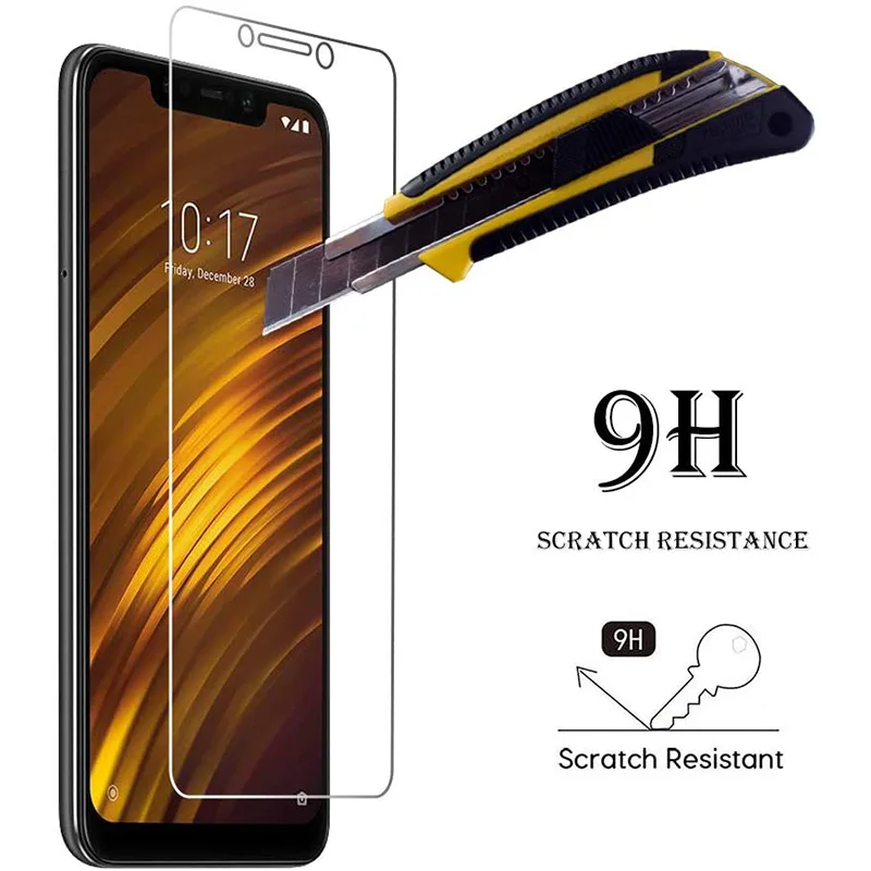 5pcs tempered glass for xiaomi pocophone f1 screen protector film for xiaomi f1 poco f1 shockproof glass guard 9h ultra clear free global shipping