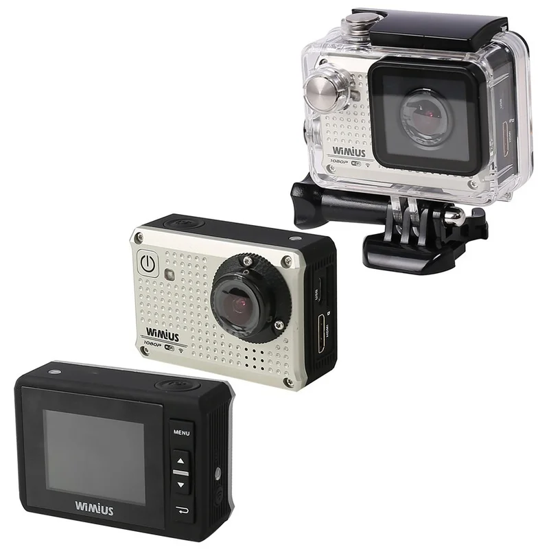 Wimius Silver S1 видеокамера с ЖК-экраном HD 1080P wifi Водонепроницаемая 30 метров Спортивная Экшн-камера