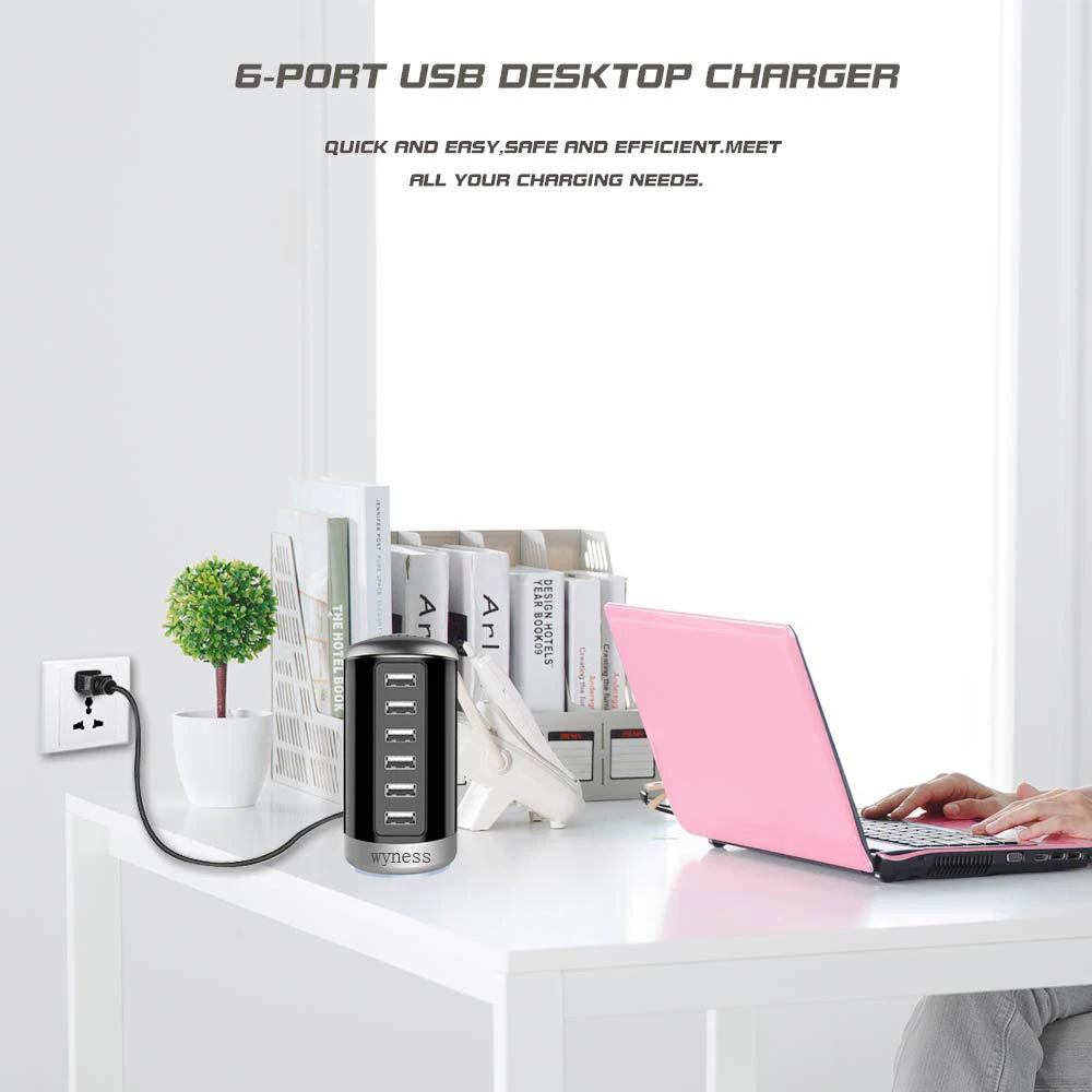 Фото USB зарядная станция 6A 30W адаптер питания 6 портов настенное зарядное устройство QC 3 USB зарядная станция 6A 30W адаптер питания 6 портов настенное зарядное устройство QC 3