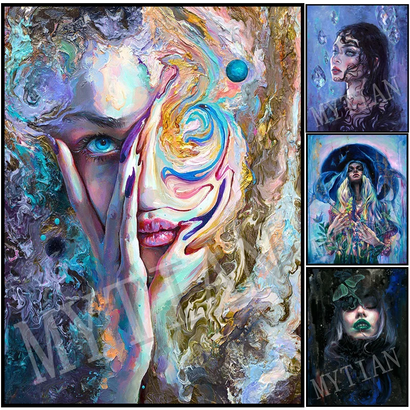 

Полноразмерная/круглая 5D алмазная живопись «сделай сам», фантазия, красочная красота, девушки, вышивка, узор, Набор для вышивки крестиком, м...