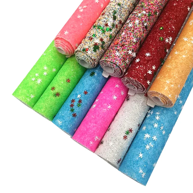 

A4x6 Snowflake Sequin Chunky Glittre Christmas Eco Faux Leather Fabric Sheets Sewing Decoration DIY Accessories Clothes