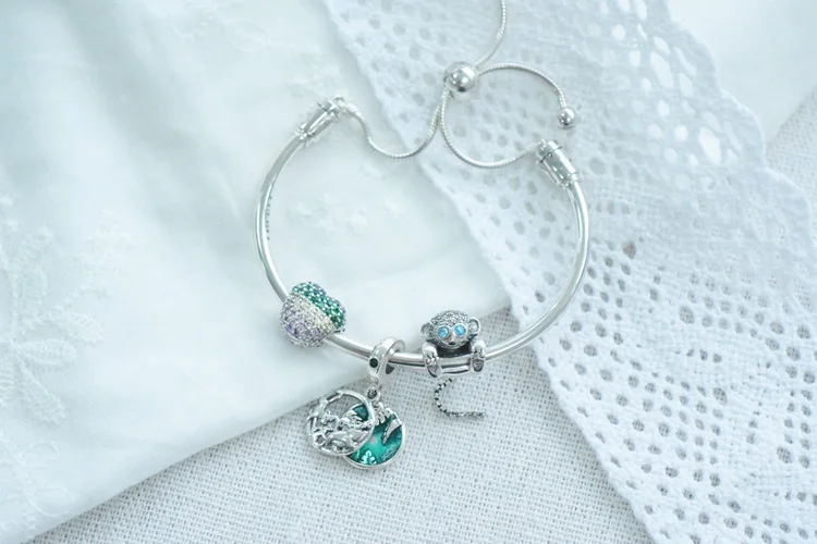 

2020 New 925 Sterling Silver Beads Sparkling Heart Colorful Clip Fit Original Pandora Charms Bracelet Anniversary Jewelry Gift