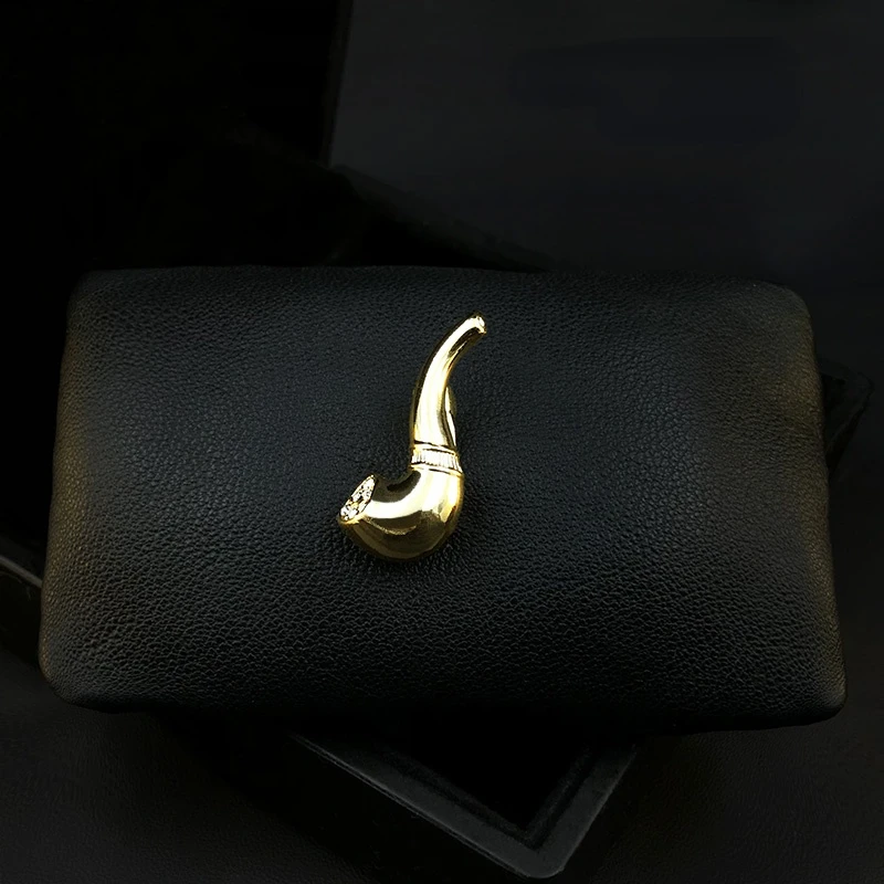 

Mini Small Collar Pin Tobacco Pipe Brooch for Men Badge Women Clasp Shirt Accessories Suit Decorative Corsage Rhinestone Jewelry