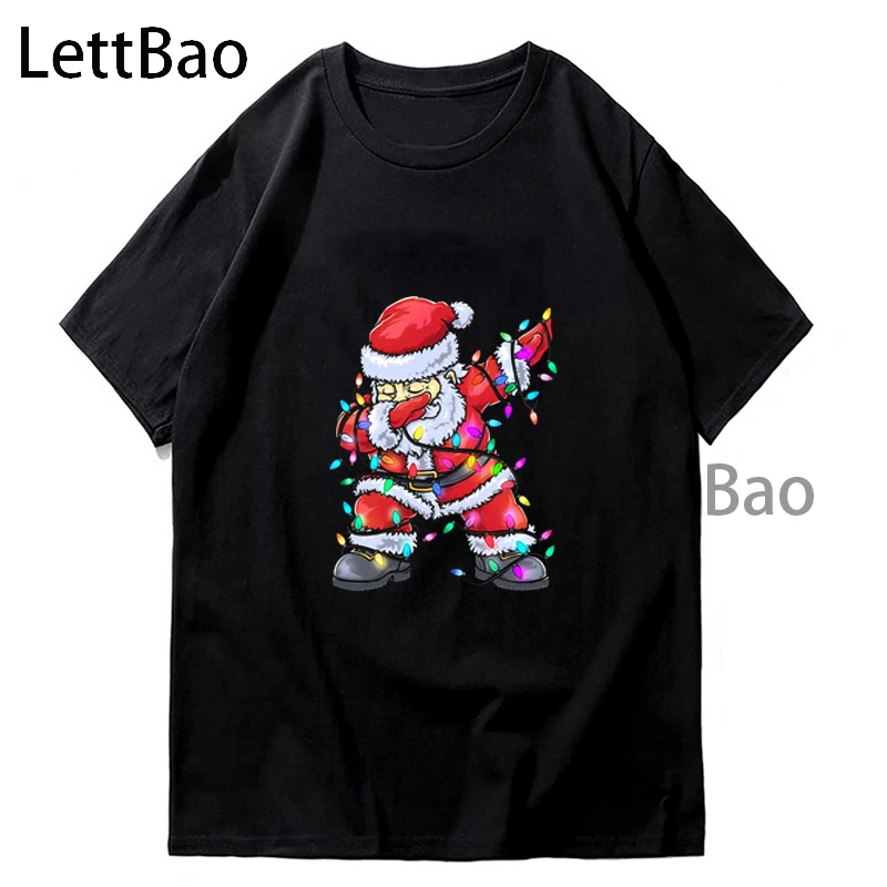 

Рождественская парная футболка, Счастливого Рождества, повседневные хлопковые футболки с коротким рукавом, Свободная Женская и мужская од...