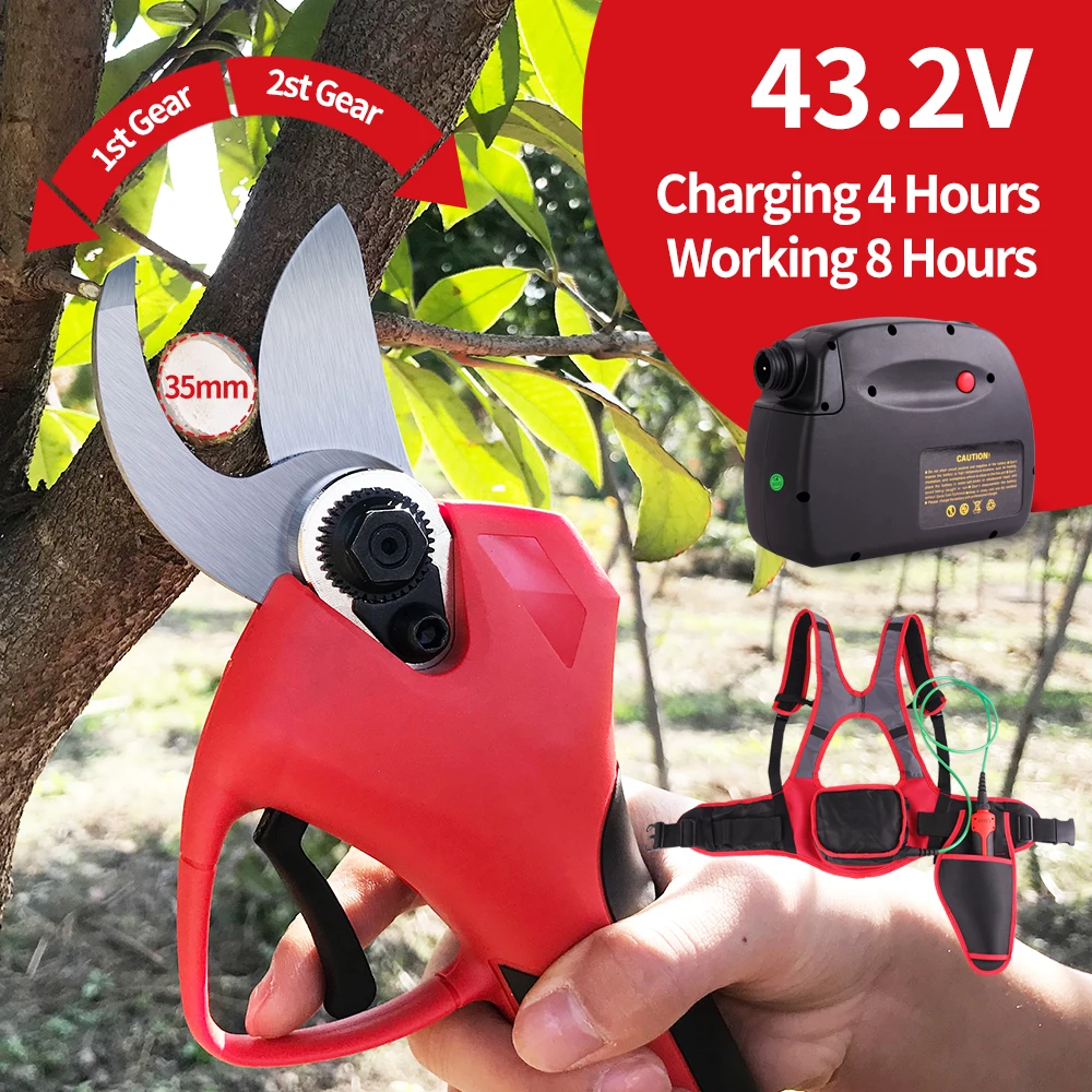 

SWANSOFT 43.2V 35mm Electric Pruning Shears Cordless Secateur Rechargeable Pruning Scissors Pruners Garden Cutting Tools