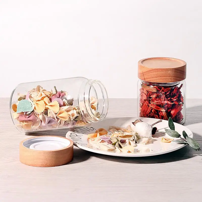 Стекло банку с бамбуковой крышкой герметичный канистра Еда хранения Контейнер