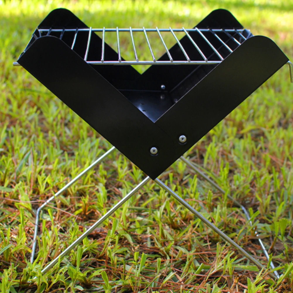 Портативный маленький металлический гриль для барбекю X-образный складной