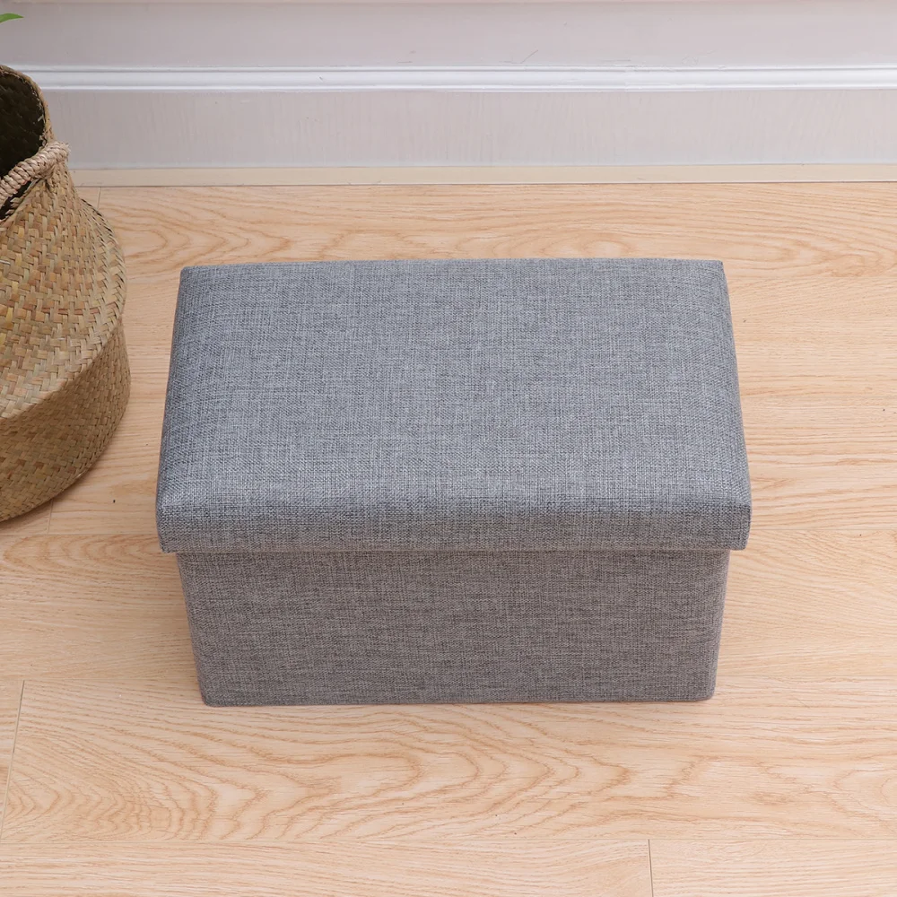 

Foldable Storage Ottoman with Folding Chest Storage Box Linen Fabric Ottomans Bench Foot Rest for Bedroom Living Room (Grey)