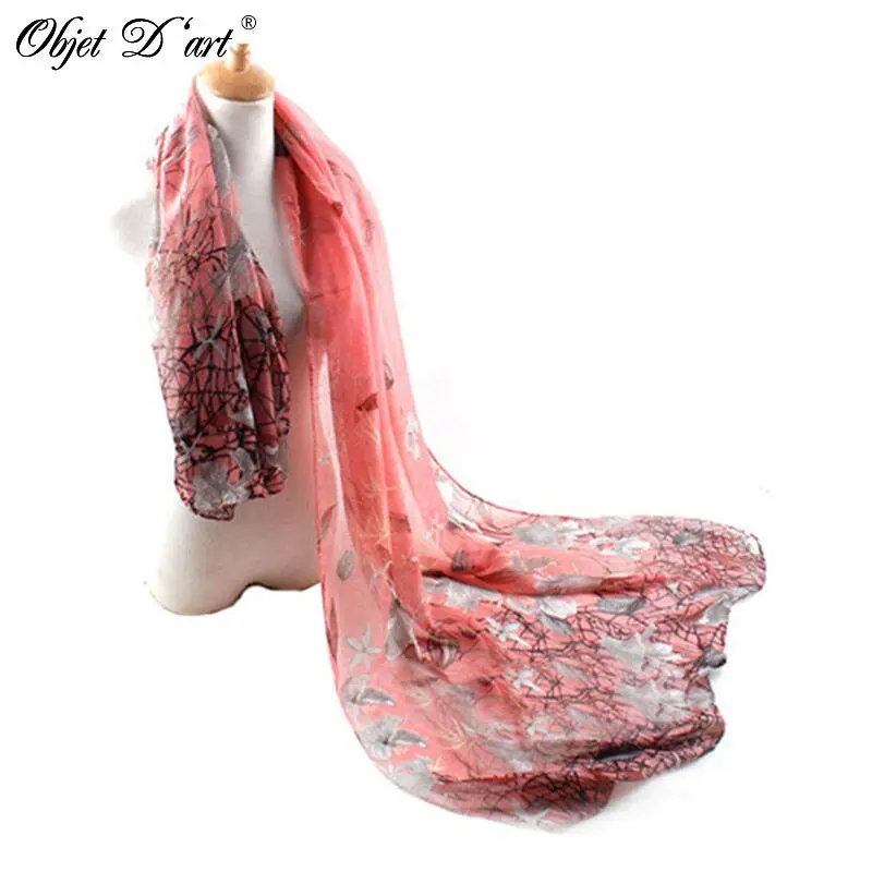 Женские шифоновые шарфы в этническом стиле из хлопковой пряжи вуаль лилия