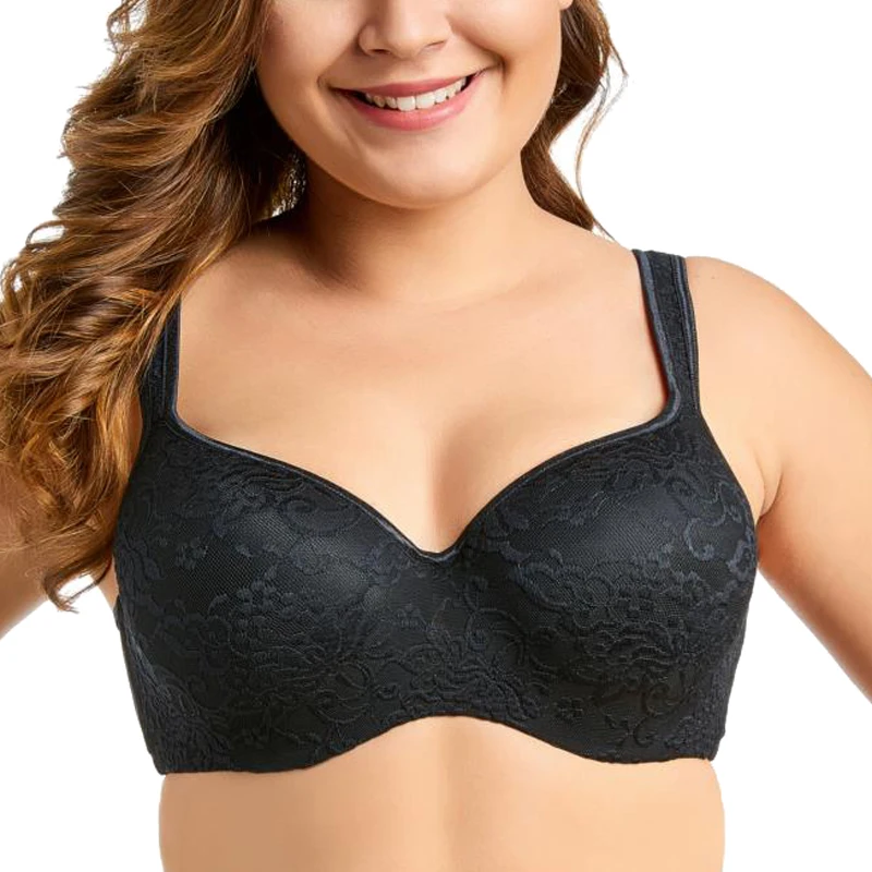 Женский бюстгальтер с широкими бретелями цветочной вышивкой размера плюс 36 38 40 42