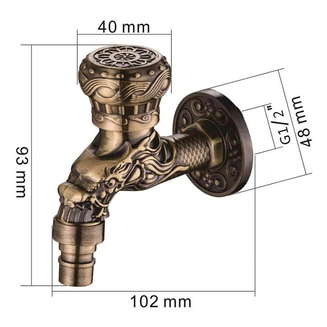

Antique Bronze Bibcock Water Faucet Washing Machine Faucet Basin Sink Bathroom Faucet Home Garden Wall Mounted Decorative Tap