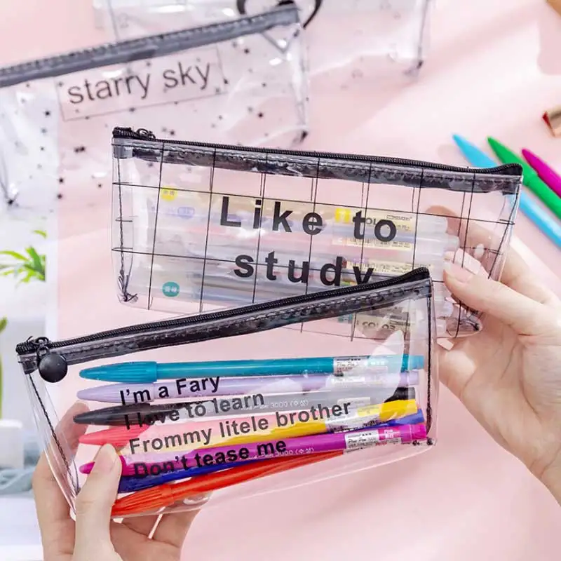 Пенал прозрачный для девочек и мальчиков милый чехол с изображением звездного