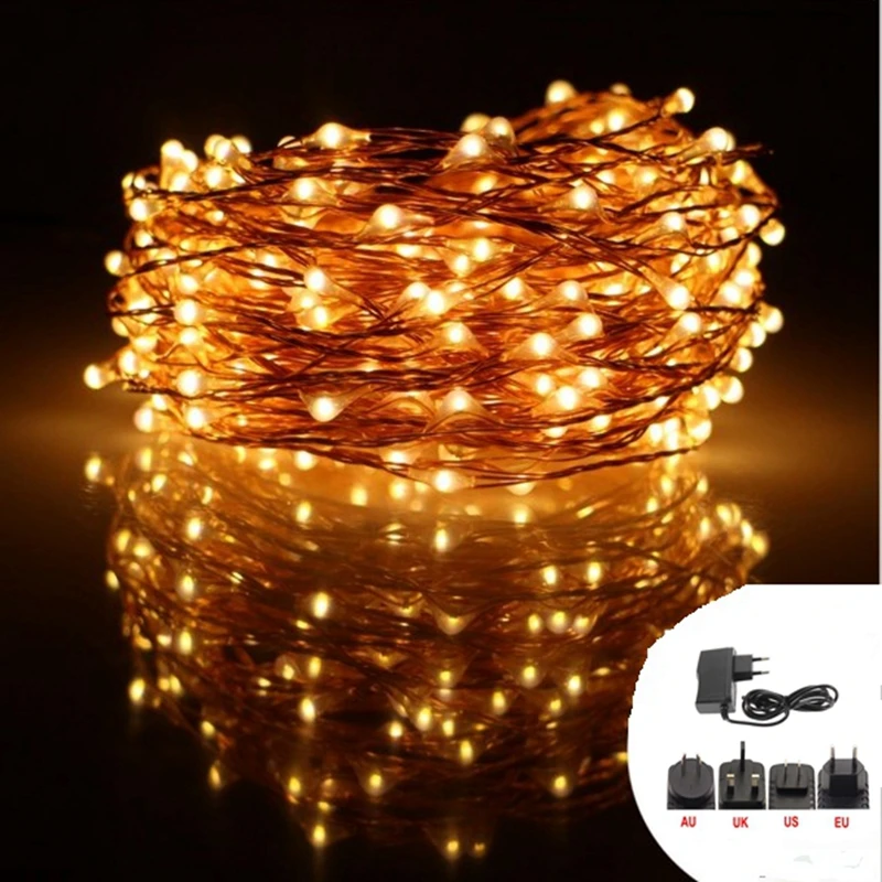 20 м 200LED Серебряная/медная проволока светодиодная Звездная гирлянда