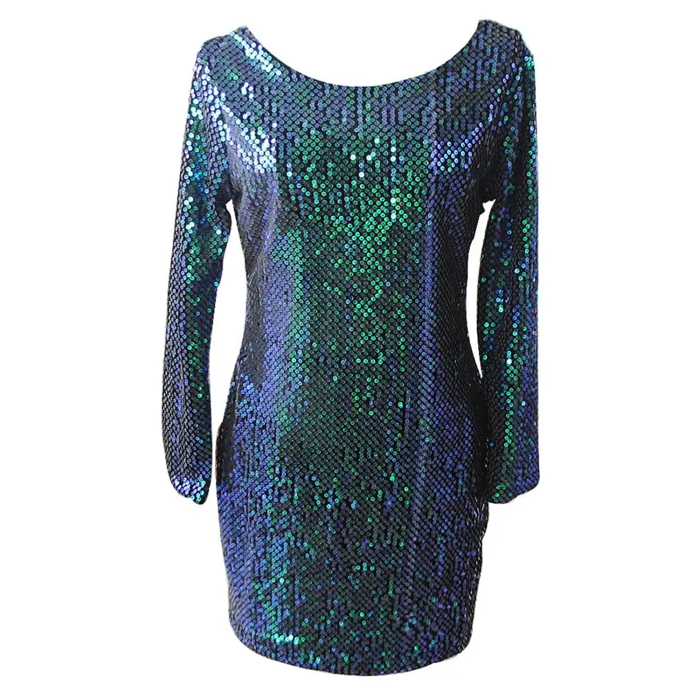 Платье пайетки Зеленый Женщины Sexy Club Платья Slim Fit Спинки Bodycon Ночной Клуб Мини Старинные платье lentejuelas платья женские женское