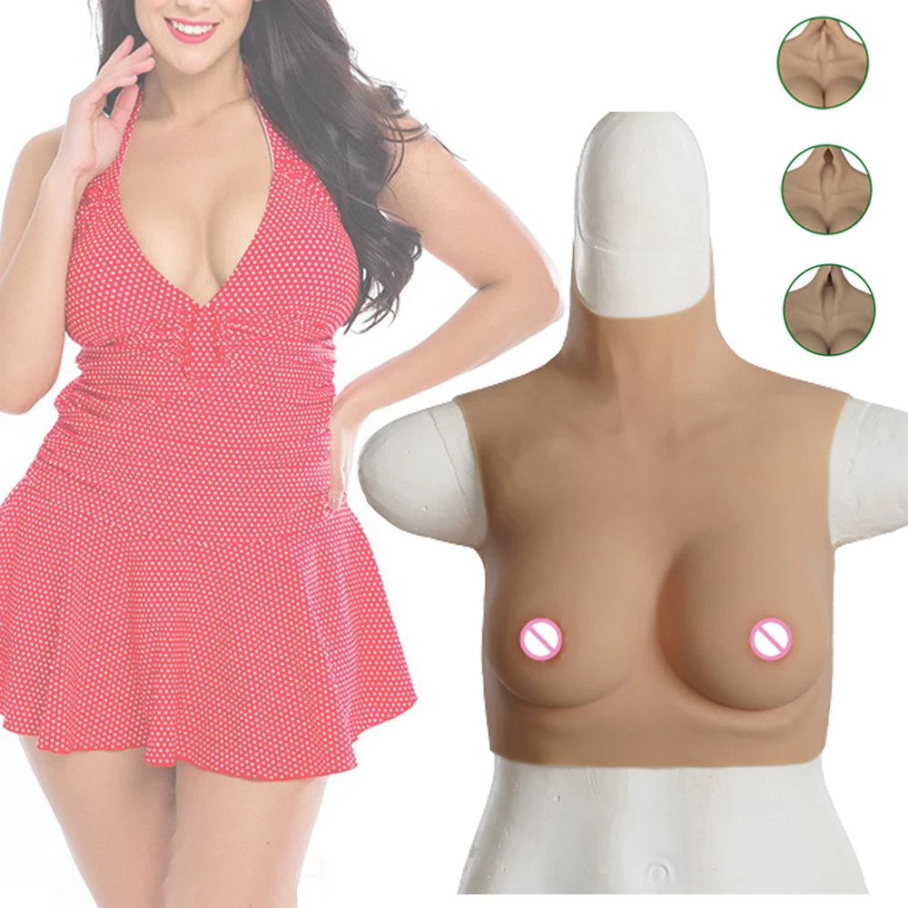 Upgrade High Collar Realistic Silicone Breast Forms Fake Boobs Men To Women Crossdresser Transgender Drag Queen Cosplay Ladybody